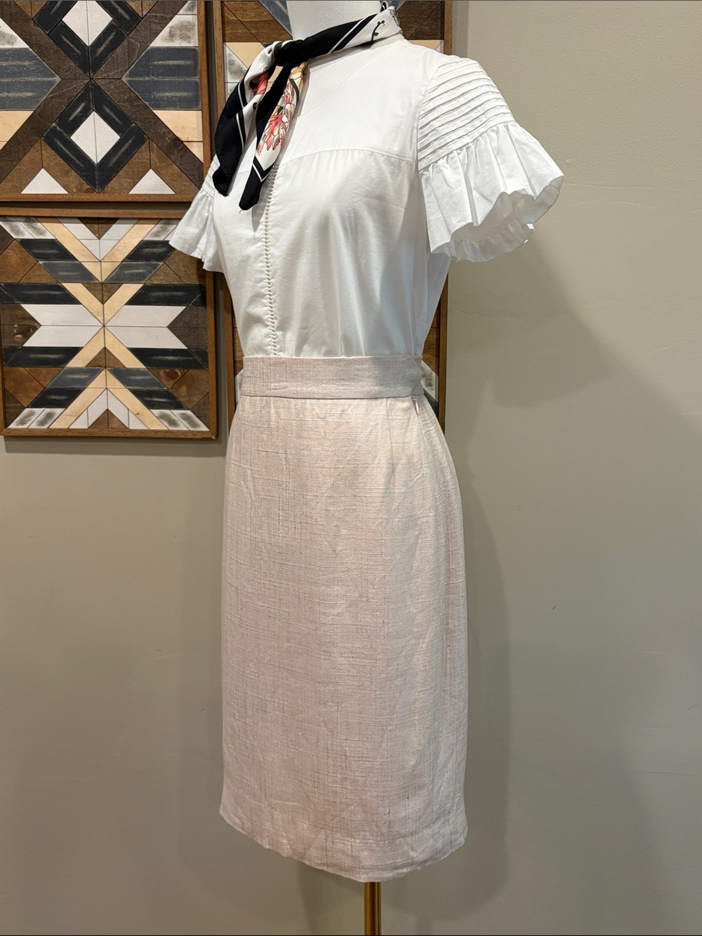 Vintage Ralph Lauren Collection Light Pink Linen Pencil Skirt size 6 - Picture 3 of 13